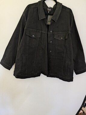 Nicole Mille Black Denim Jacket NWT 3X